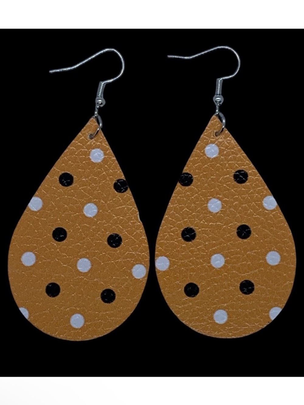 Faux Leather Dangle Earrings polka dots Halloween colors